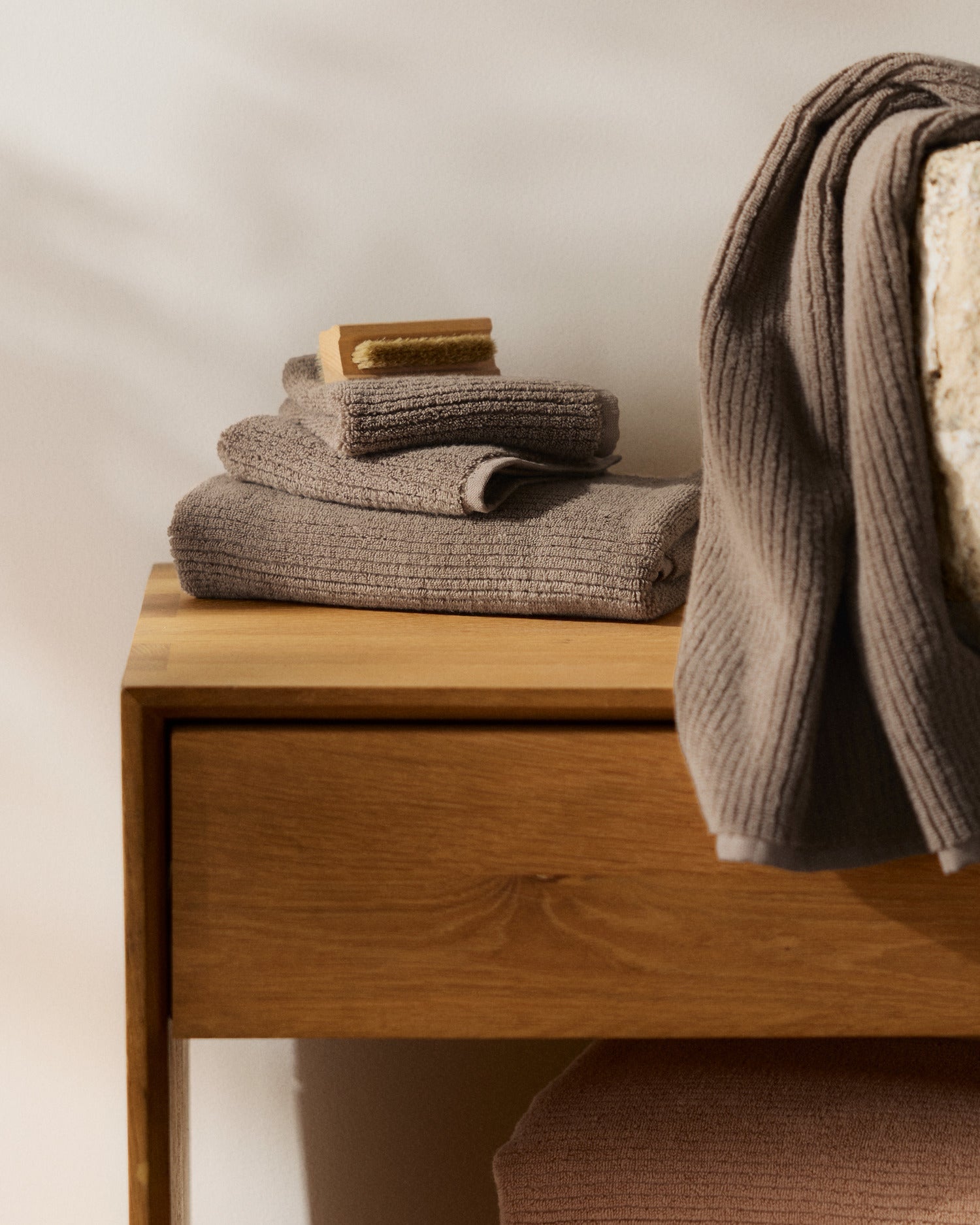 Soft Rib Towels in Warm Grey by Parachute Home — view 2