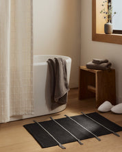 Organic Tassel Bath Rug in Onyx and Pewter by Parachute Home — view 4