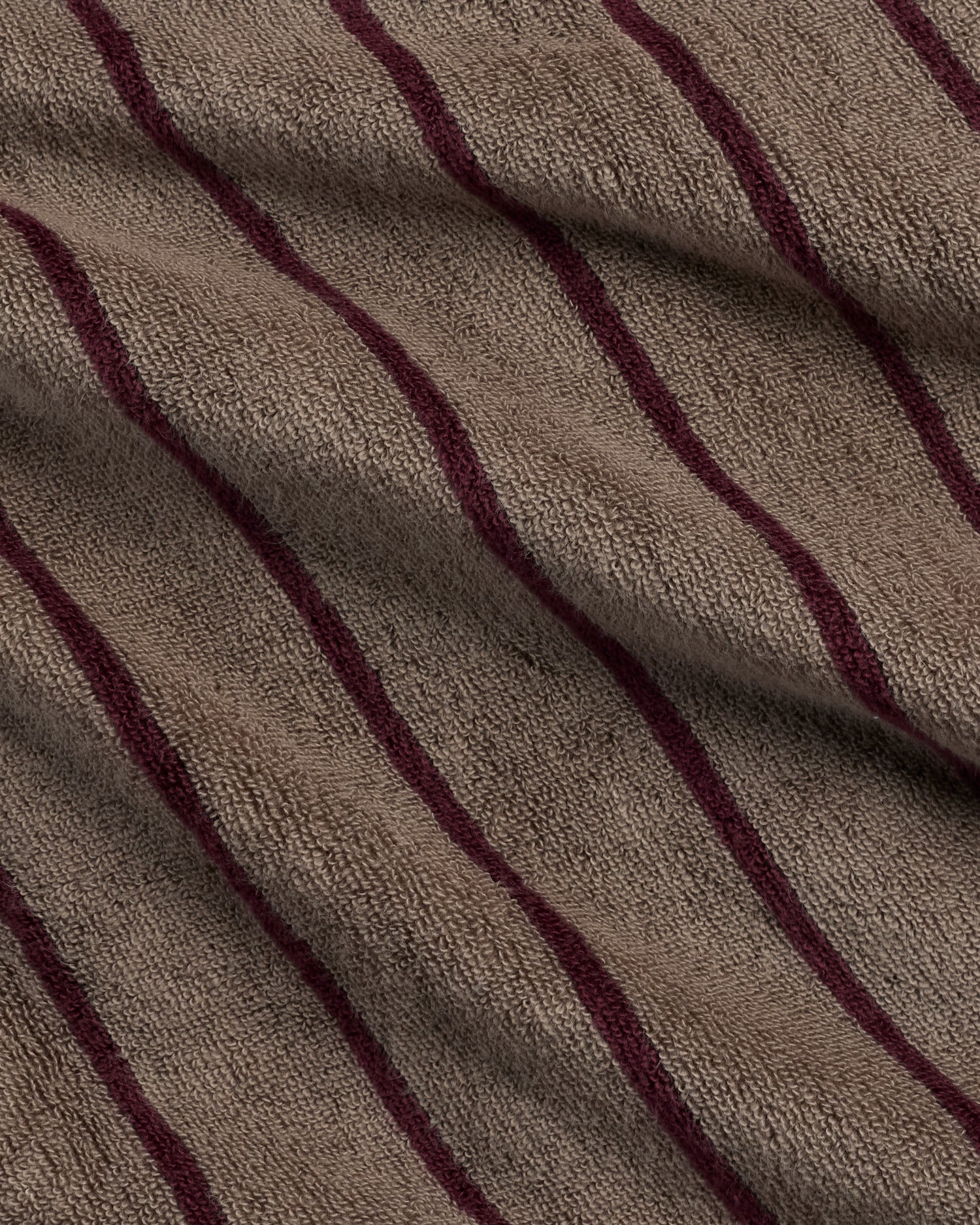 Turkish Cotton Stripe Robe in Warm Grey with Garnet by Parachute Home — view 3