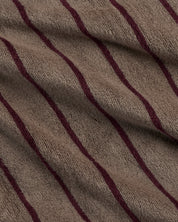 Turkish Cotton Stripe Robe in Warm Grey with Garnet by Parachute Home — view 3