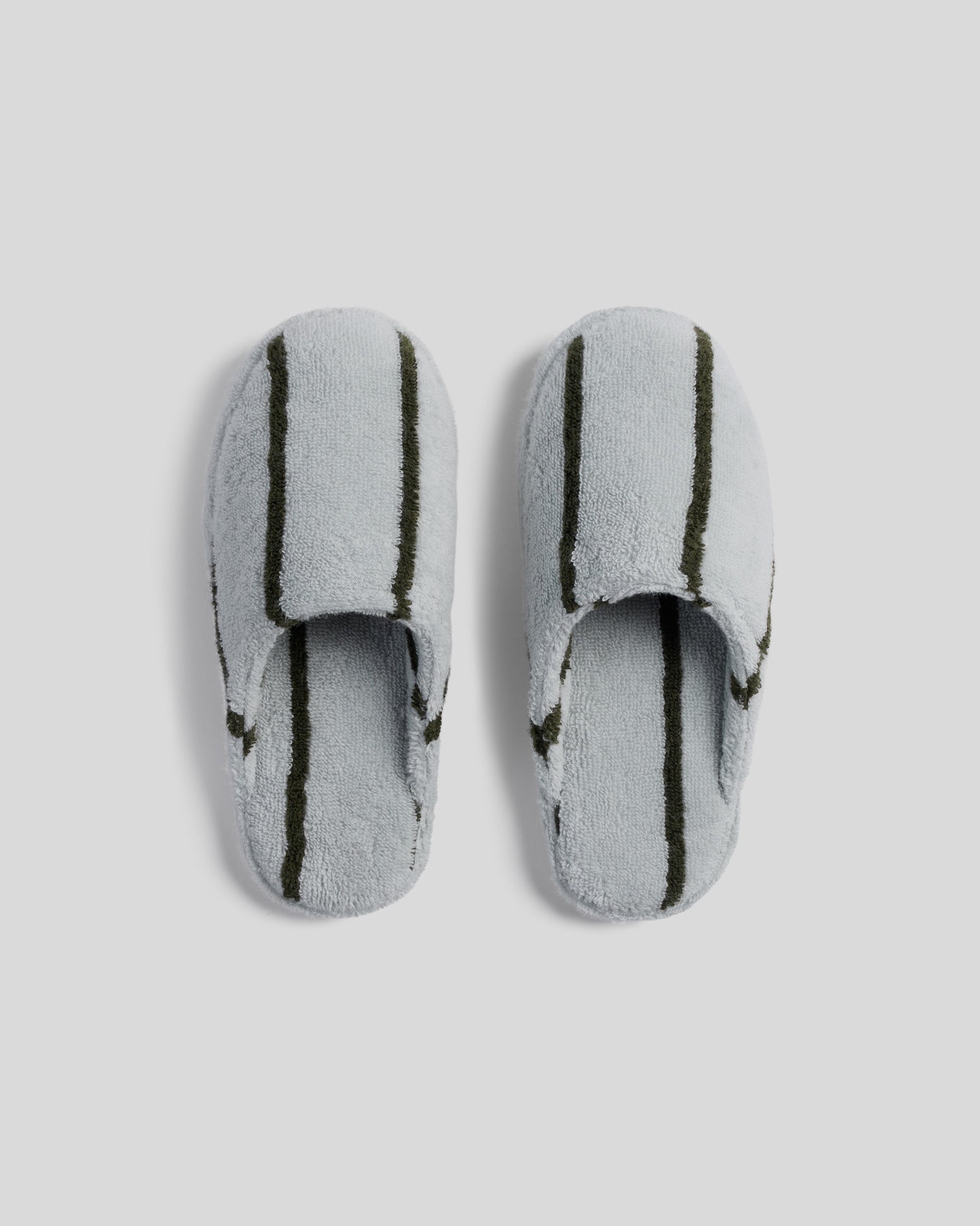 Turkish Cotton Stripe Slippers in Sky with Evergreen by Parachute Home — view 1