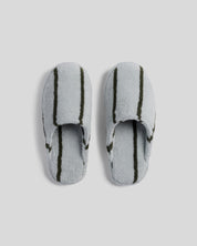 Turkish Cotton Stripe Slippers in Sky with Evergreen by Parachute Home — view 1