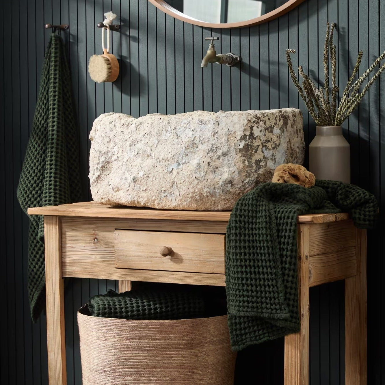 Waffle Towels in Evergreen by Parachute Home — view 2