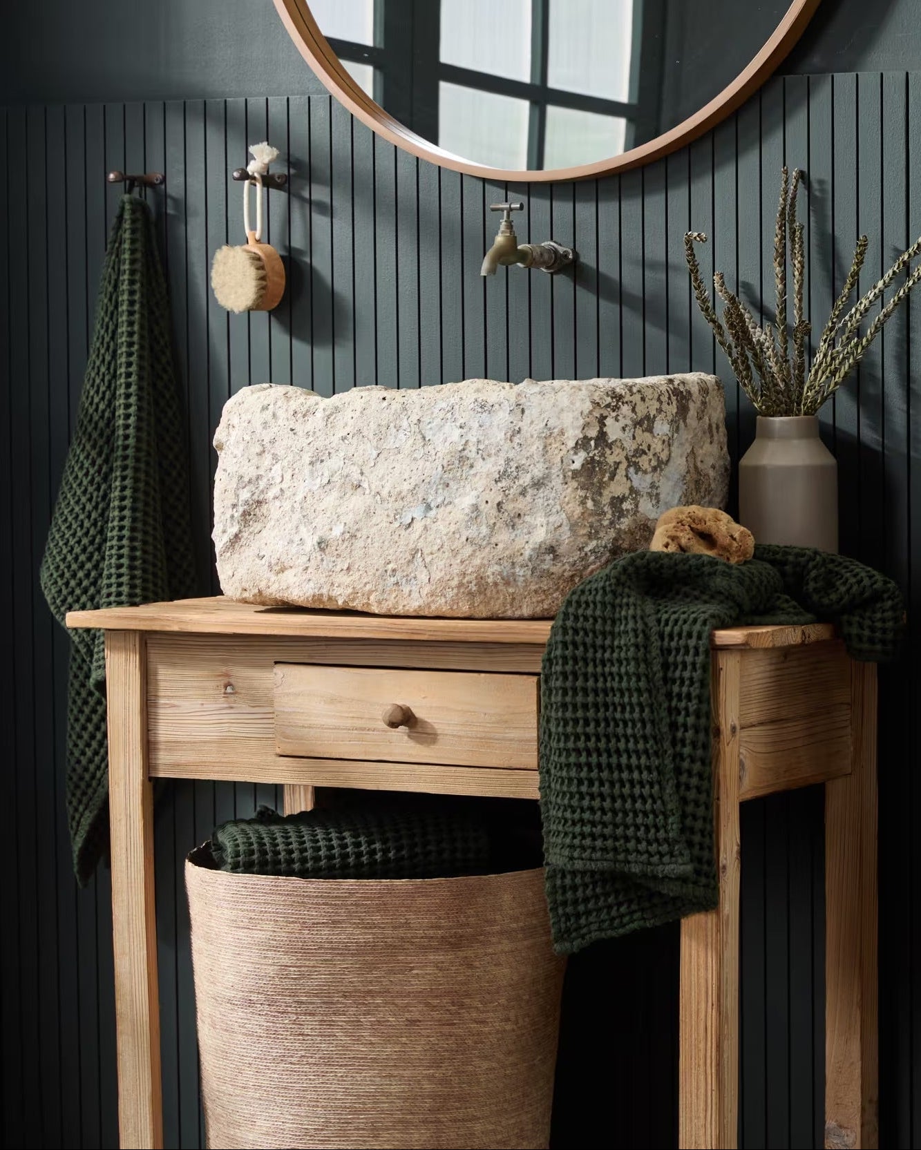 Waffle Towels in Evergreen by Parachute Home — view 2