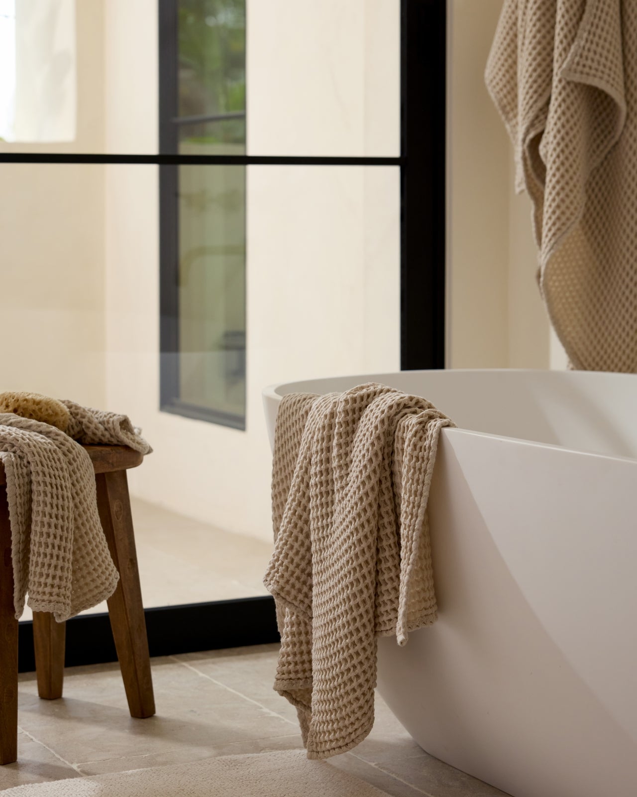 Waffle Towels in Bone by Parachute Home — view 4