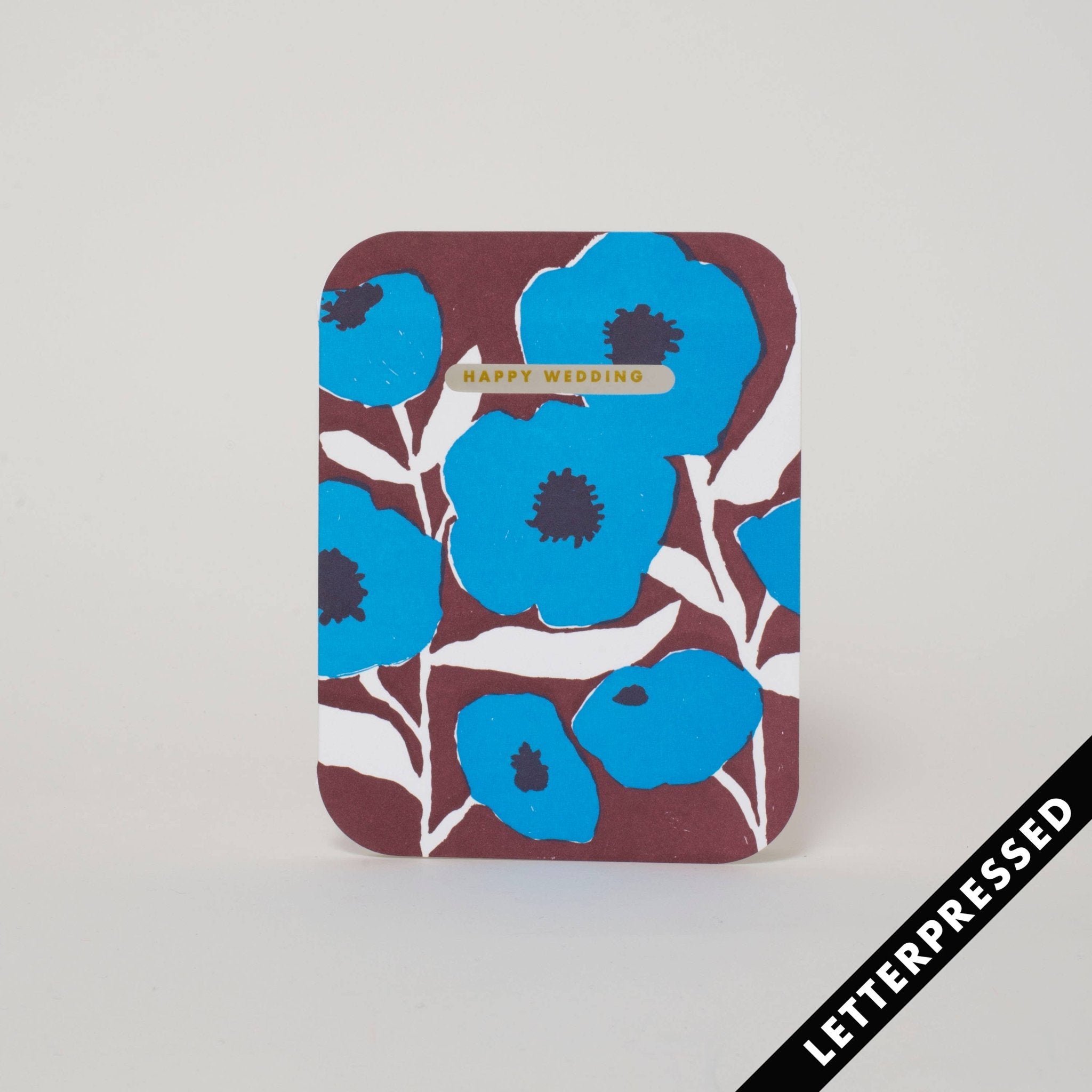 Blue Poppy Wedding Card - pretti.cool