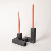Candlestick Holder Set | Black Terrazzo - pretti.cool