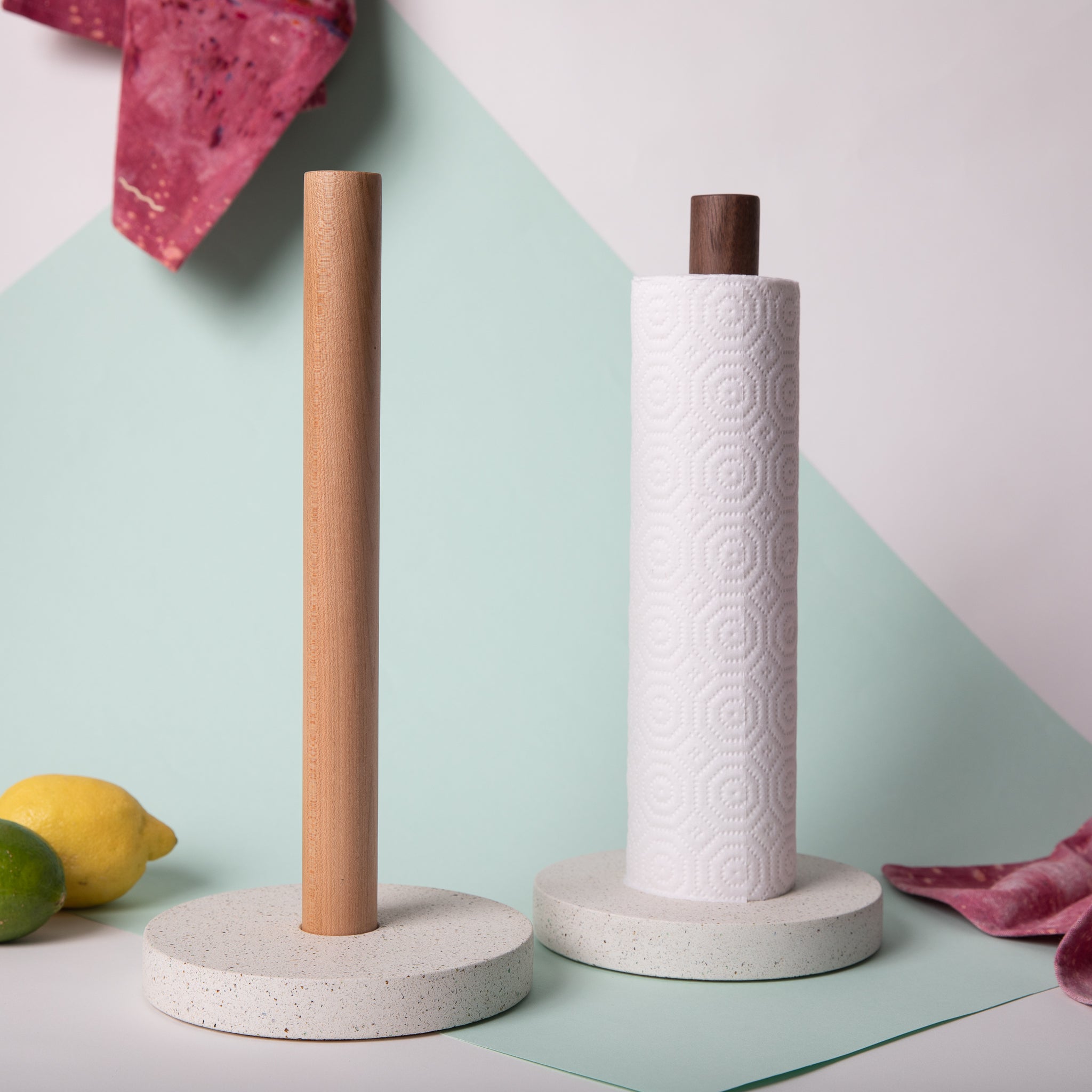 Paper Towel Holder | White Terrazzo - pretti.cool