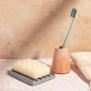 Soap Dish & Toothbrush Holder Set | Light Blue Terrazzo - Pretti.Cool
